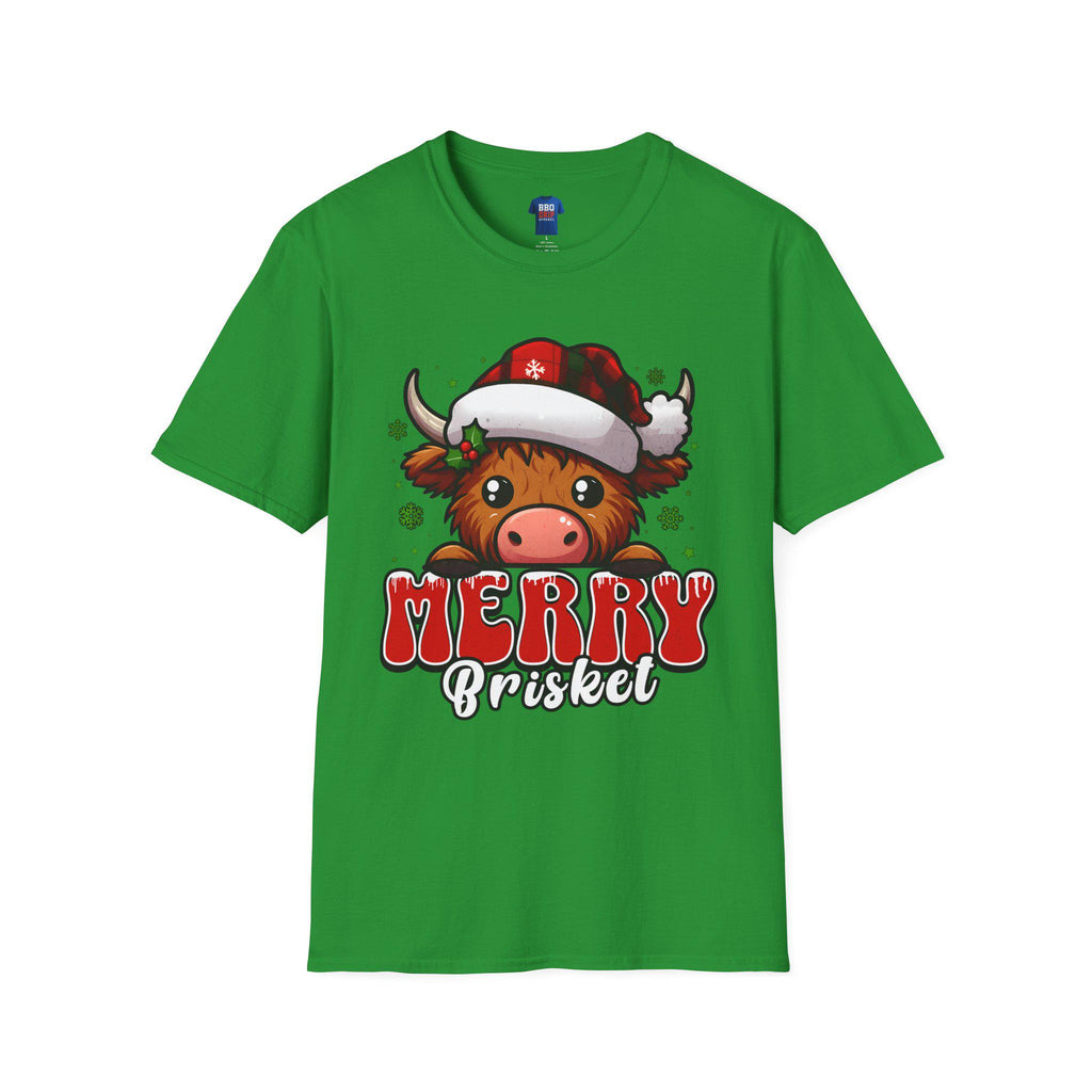 Merry Brisket BBQ T-Shirt: Pitmaster Humor, Unisex Softstyle