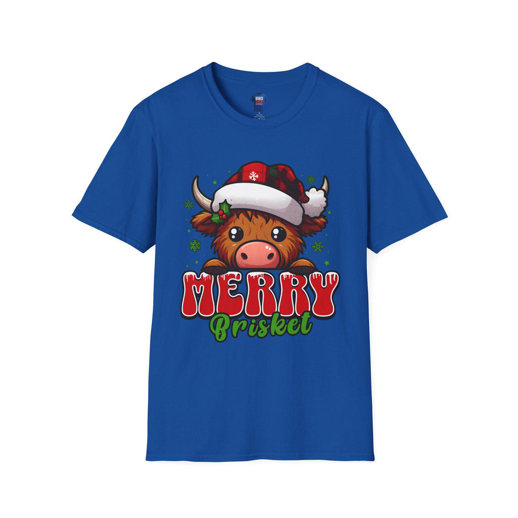 Merry Brisket BBQ T-Shirt: Pitmaster Humor, Unisex Softstyle