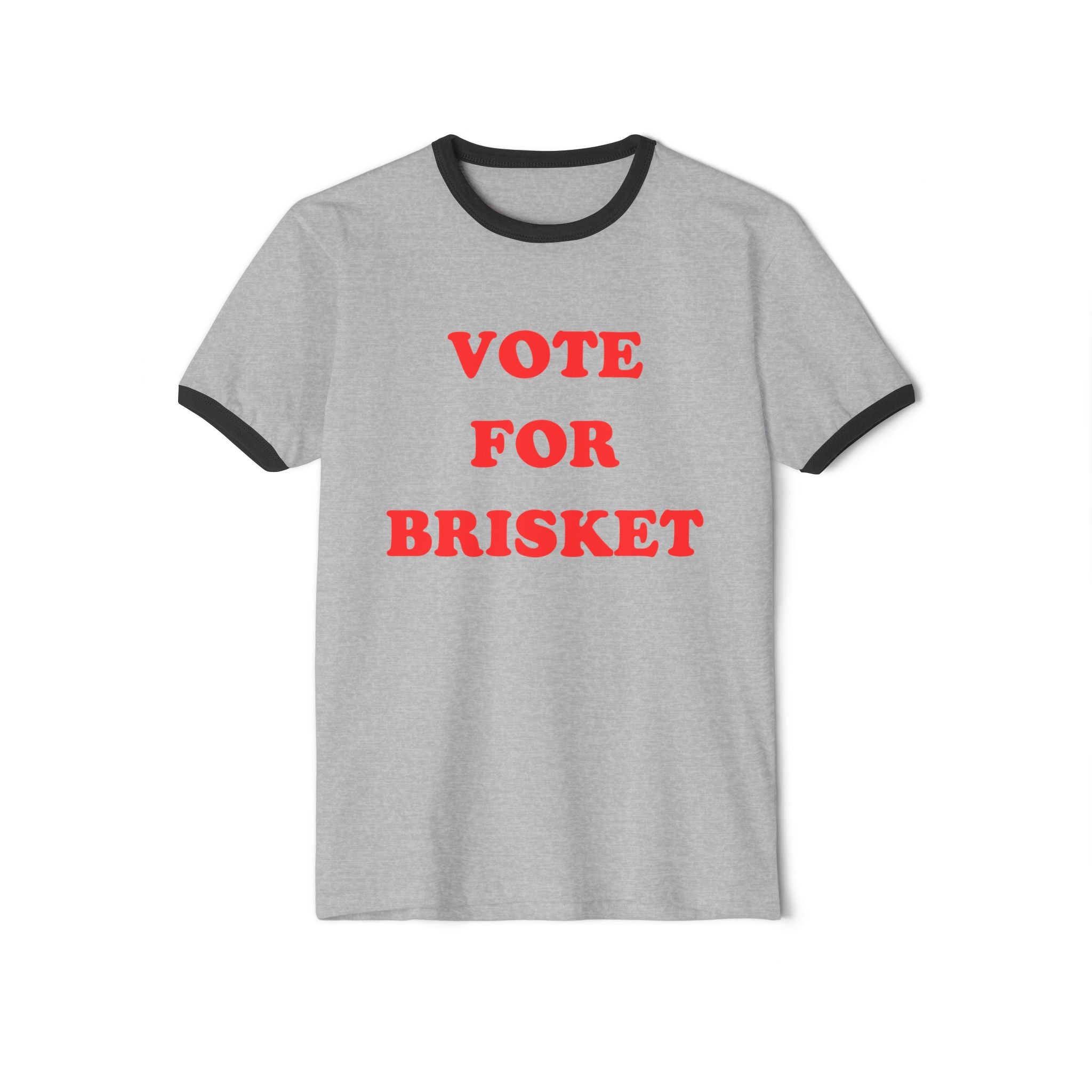 Vote for Brisket, BBQ Tee, Bbq T shirt, Brisket tee, BBQ humor, Fathers Day, 2024 Election, Unisex Cotton Ringer T-Shirt