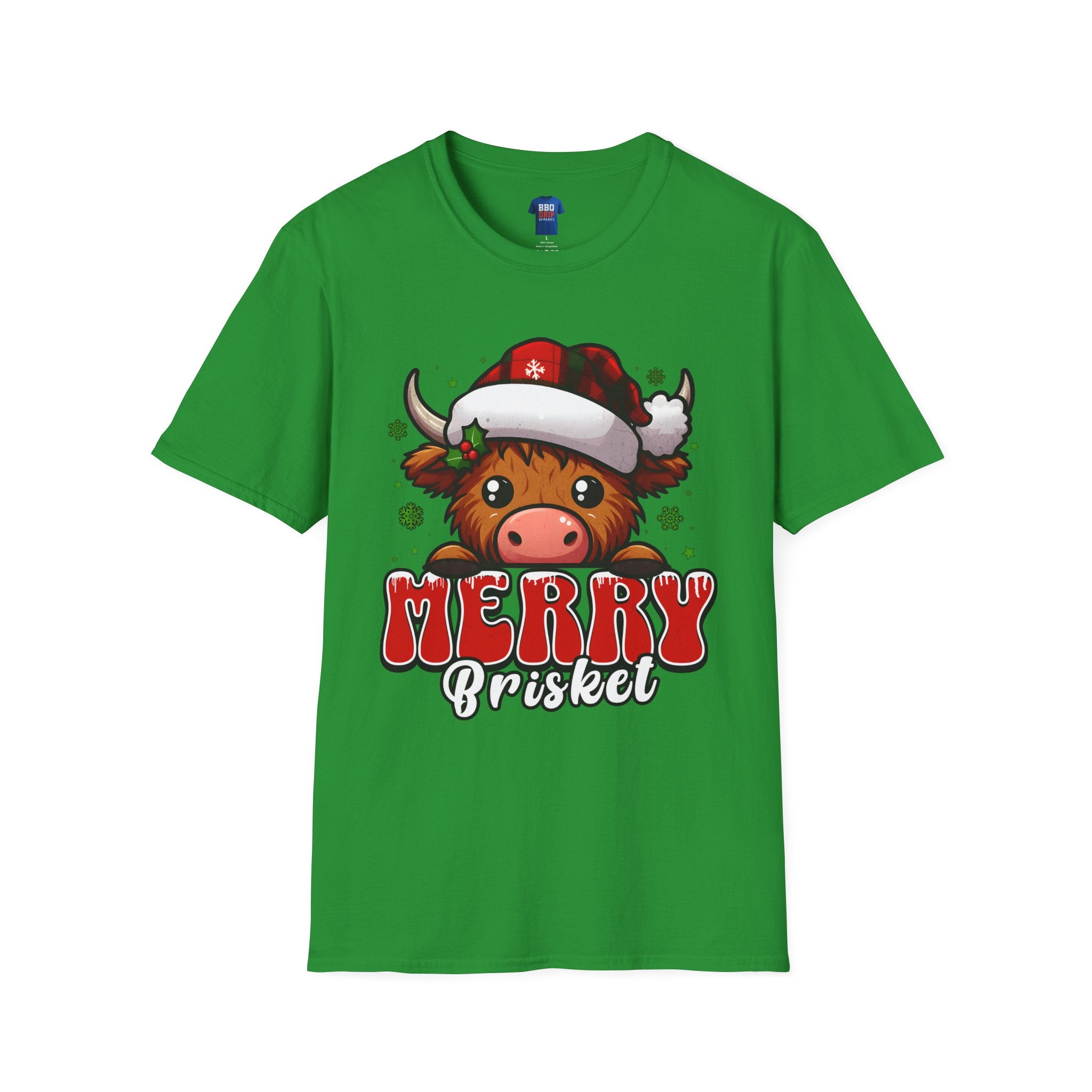 BBQ Humor T-Shirt: Merry Brisket, Bbq Tee, Pitmaster, BBQ Dad, Bbq Mom, Bbq Cook, Griller T-shirt, Unisex Softstyle T-Shirt
