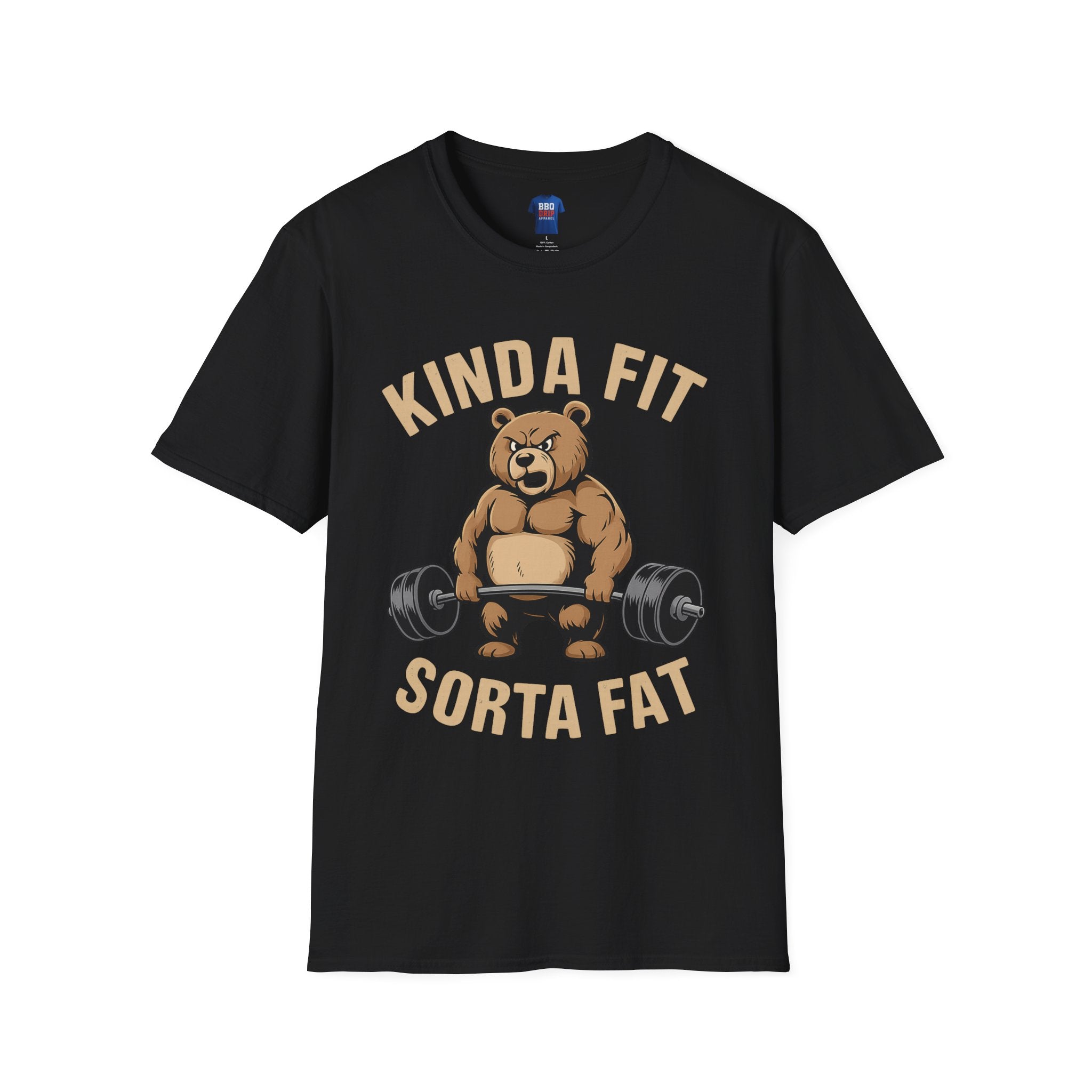 Kinda Fit Sorta Fat, Funny Gym Shirt, Fitness Humor Tee, Workout Motivation Shirt, Unisex Softstyle T-Shirt