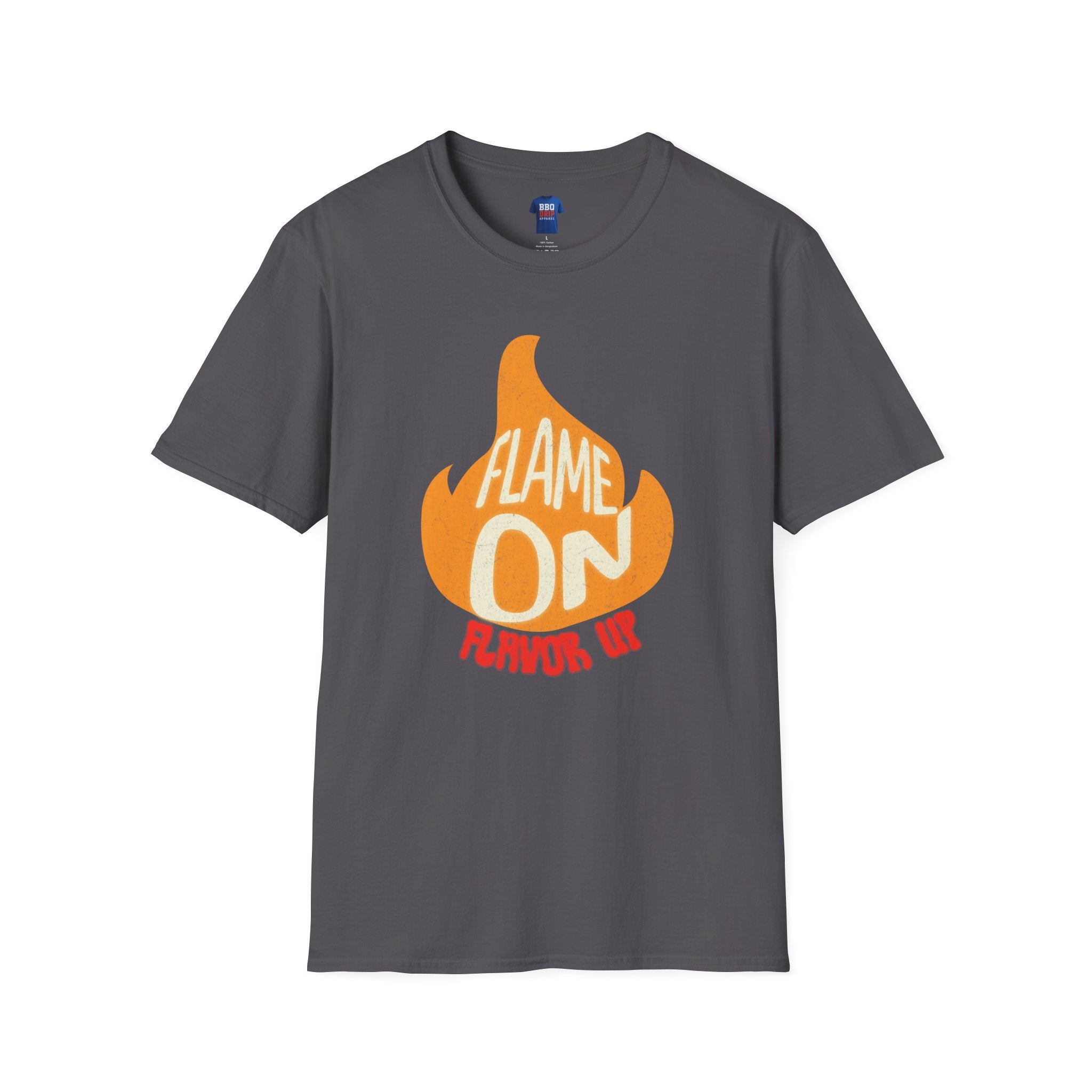 BBQ Griller T-Shirt- Flame On Flavor Up, Unisex Softstyle T-Shirt