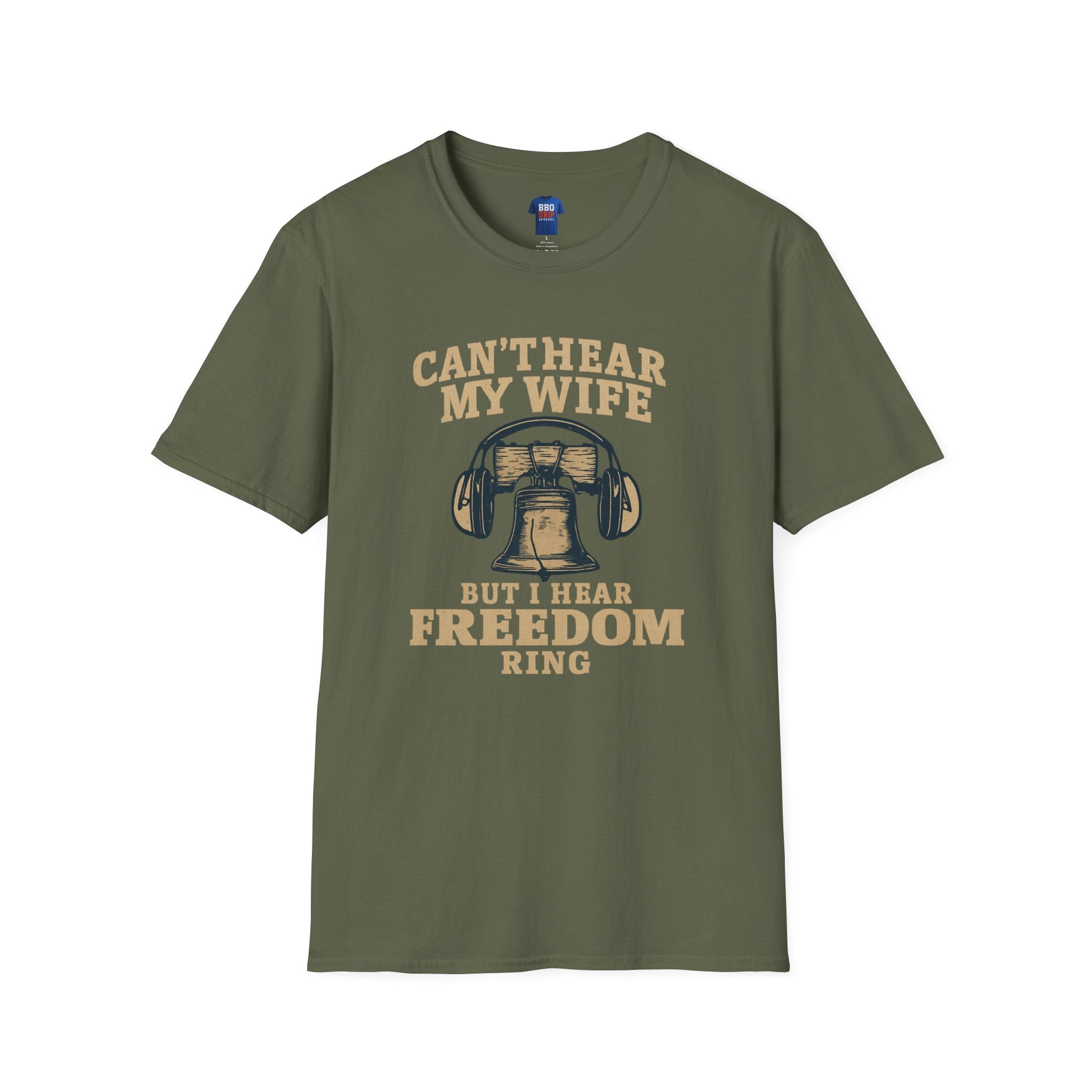Proud Veteran T-Shirt - Can't Hear My Wife, Softstyle Cotton Blend War Hero Tee