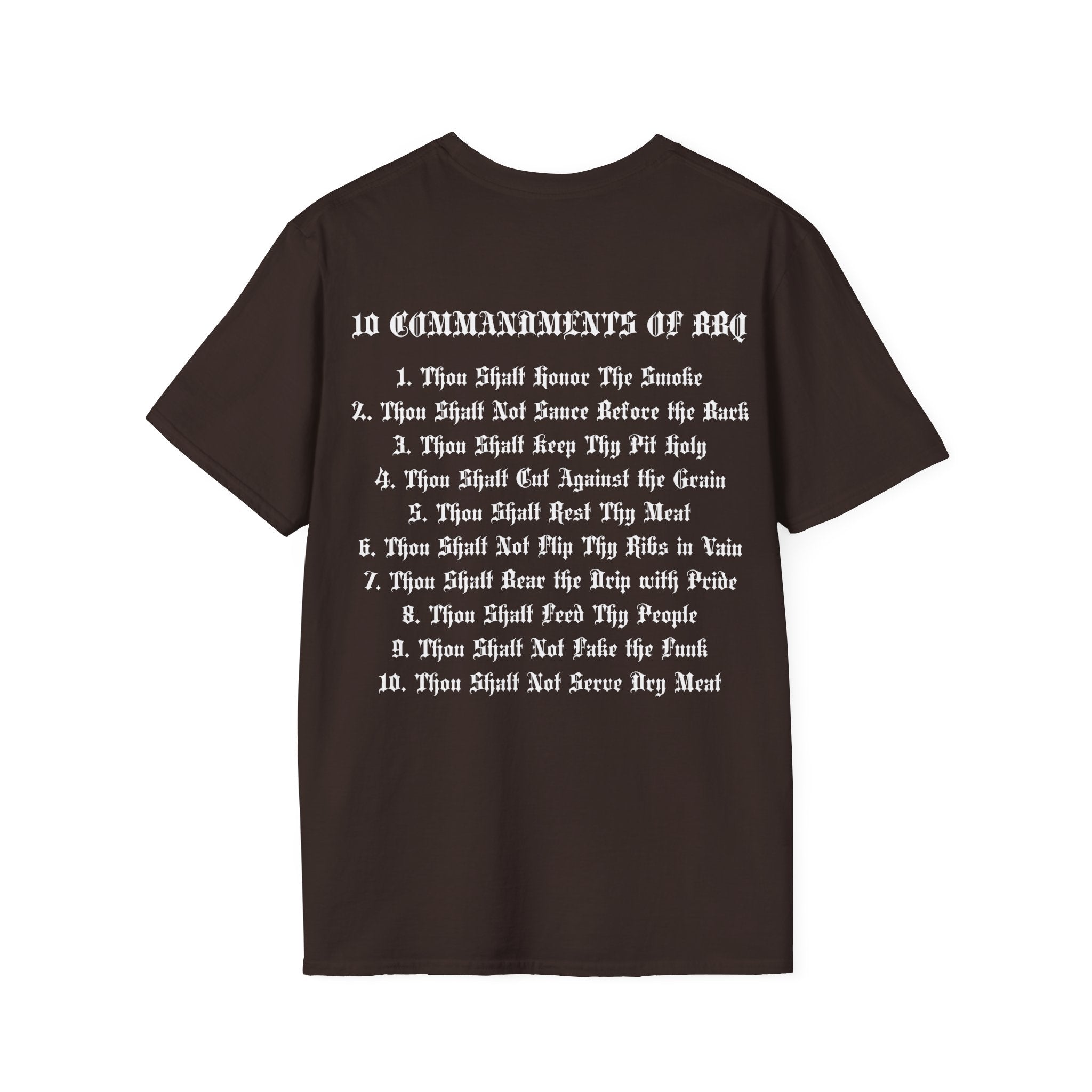 10 Commandments Of BBQ; BBQ Humore T-Shirt, Unisex Softstyle T-Shirt