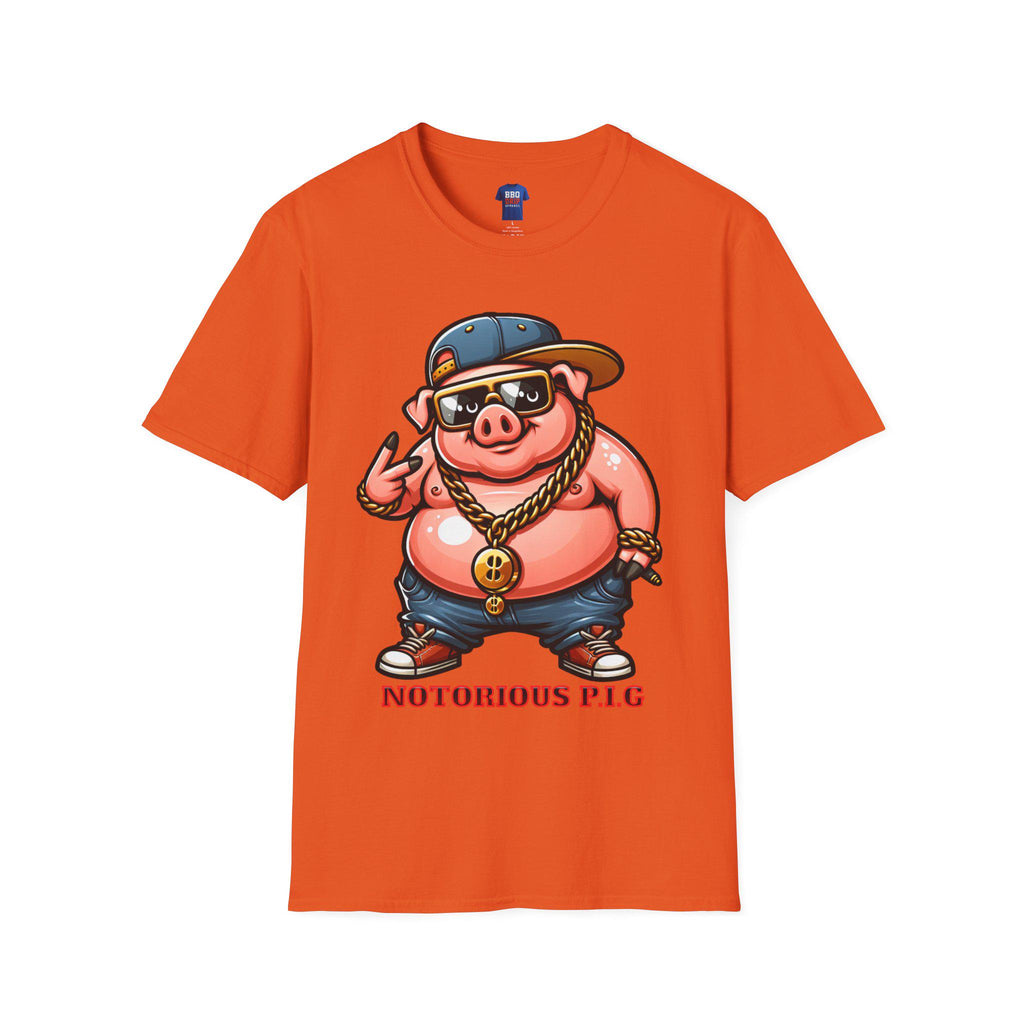 BBQ Humor T-Shirt: Notorious PIG, Pitmaster Softstyle Tee