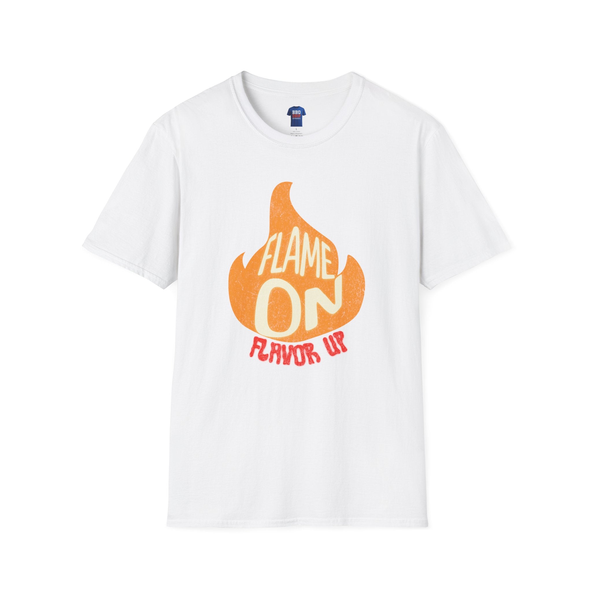 BBQ Griller T-Shirt- Flame On Flavor Up, Unisex Softstyle T-Shirt