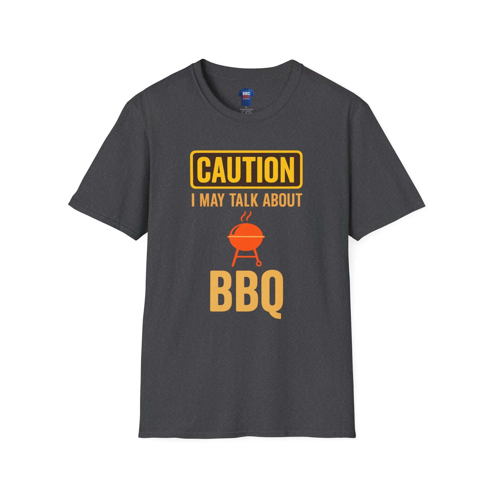 Caution I May Talk About BBQ, BBQ humor, Bbq Tee, Bbq T Shirt, Pitmaster, BBQ Dad, Bbq Mom, Bbq Cook, Unisex Softstyle T-Shirt