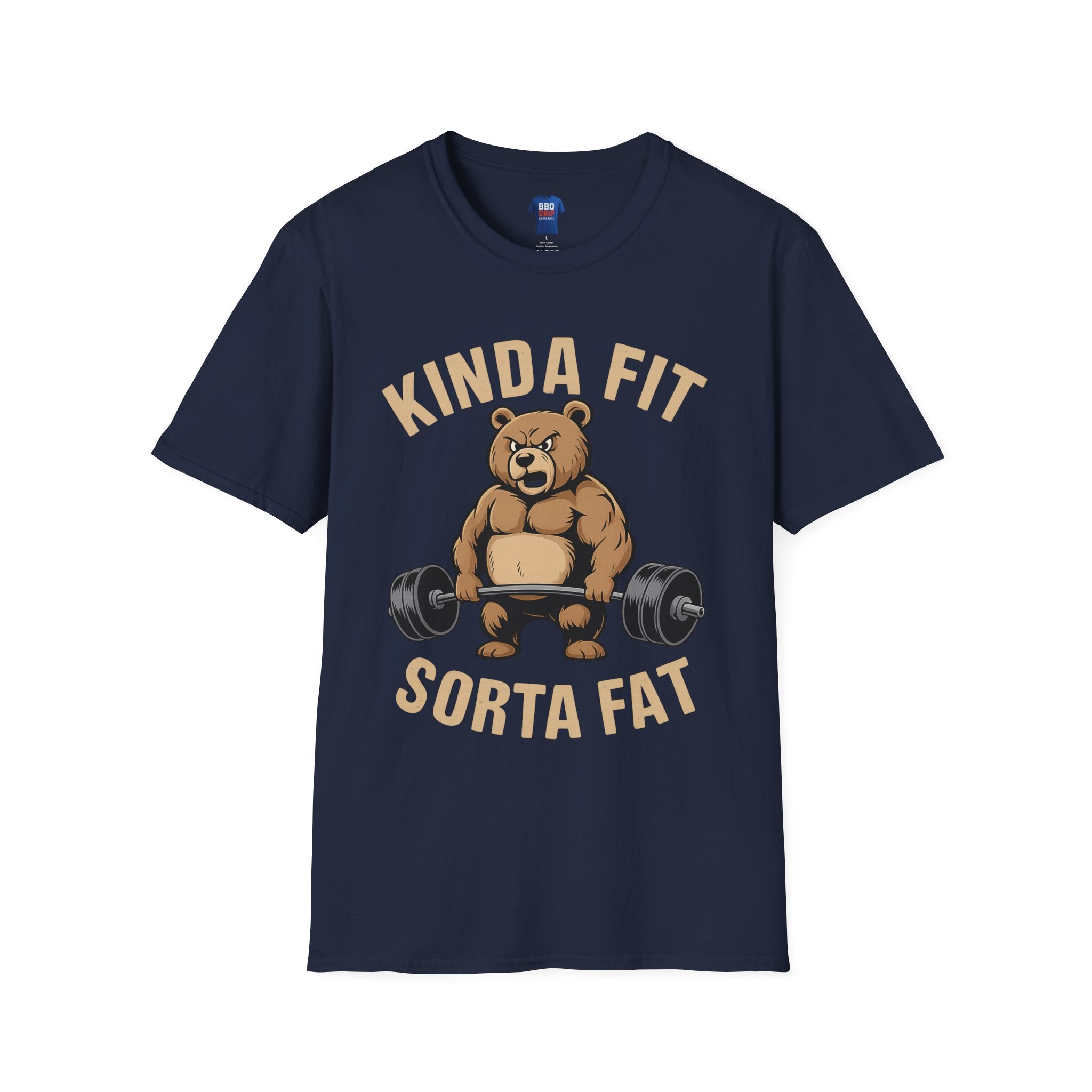 Kinda Fit Sorta Fat, Funny Gym Shirt, Fitness Humor Tee, Workout Motivation Shirt, Unisex Softstyle T-Shirt