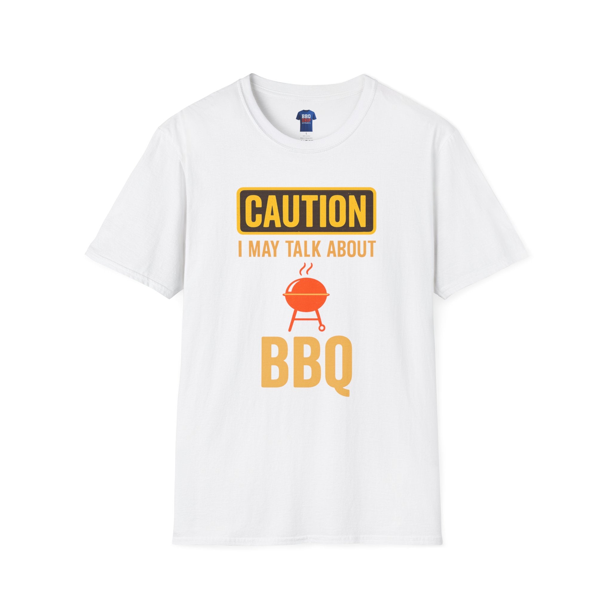 Caution I May Talk About BBQ, BBQ humor, Bbq Tee, Bbq T Shirt, Pitmaster, BBQ Dad, Bbq Mom, Bbq Cook, Unisex Softstyle T-Shirt