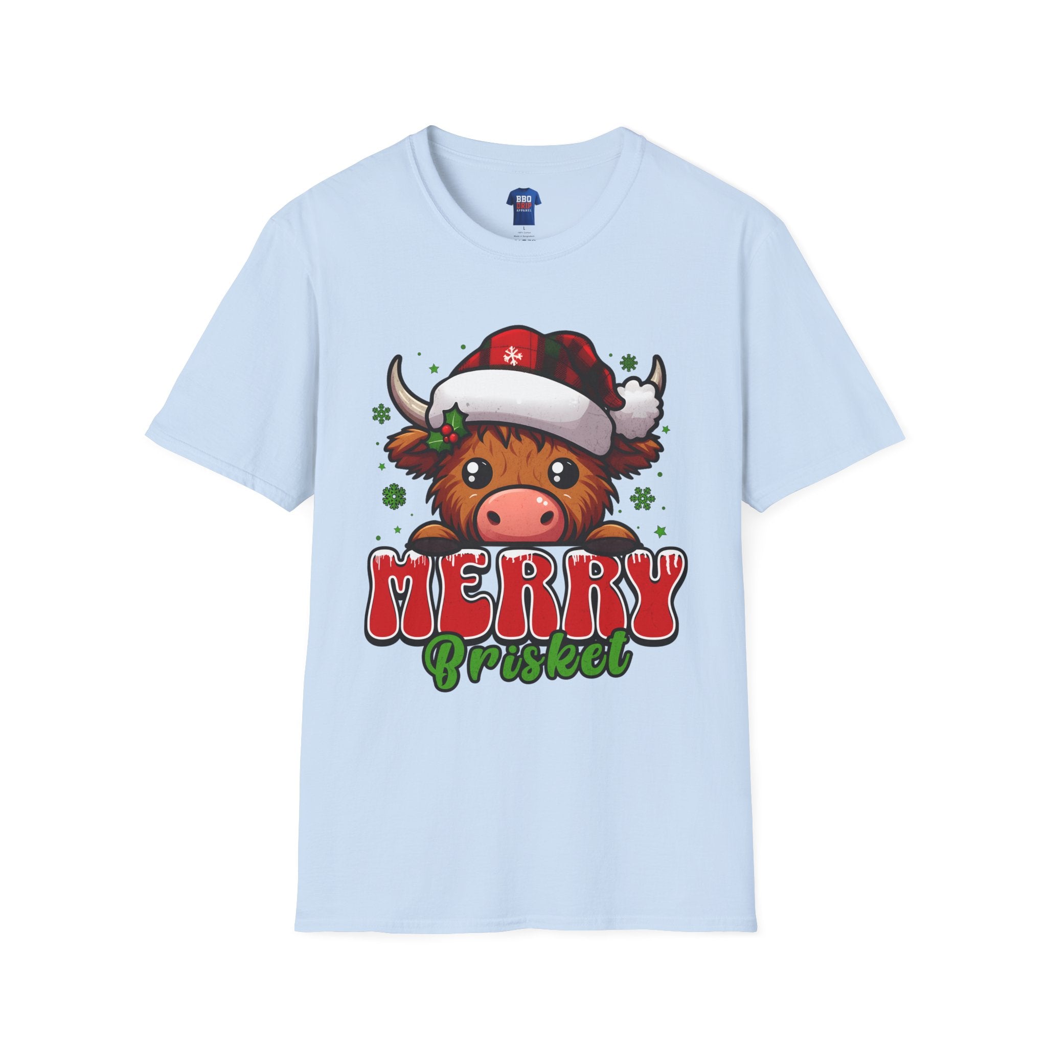 BBQ Humor T-Shirt: Merry Brisket, Bbq Tee, Pitmaster, BBQ Dad, Bbq Mom, Bbq Cook, Griller T-shirt, Unisex Softstyle T-Shirt