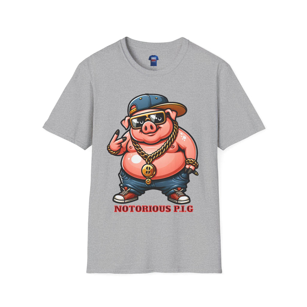 BBQ Humor T-Shirt: Notorious PIG, Pitmaster Softstyle Tee