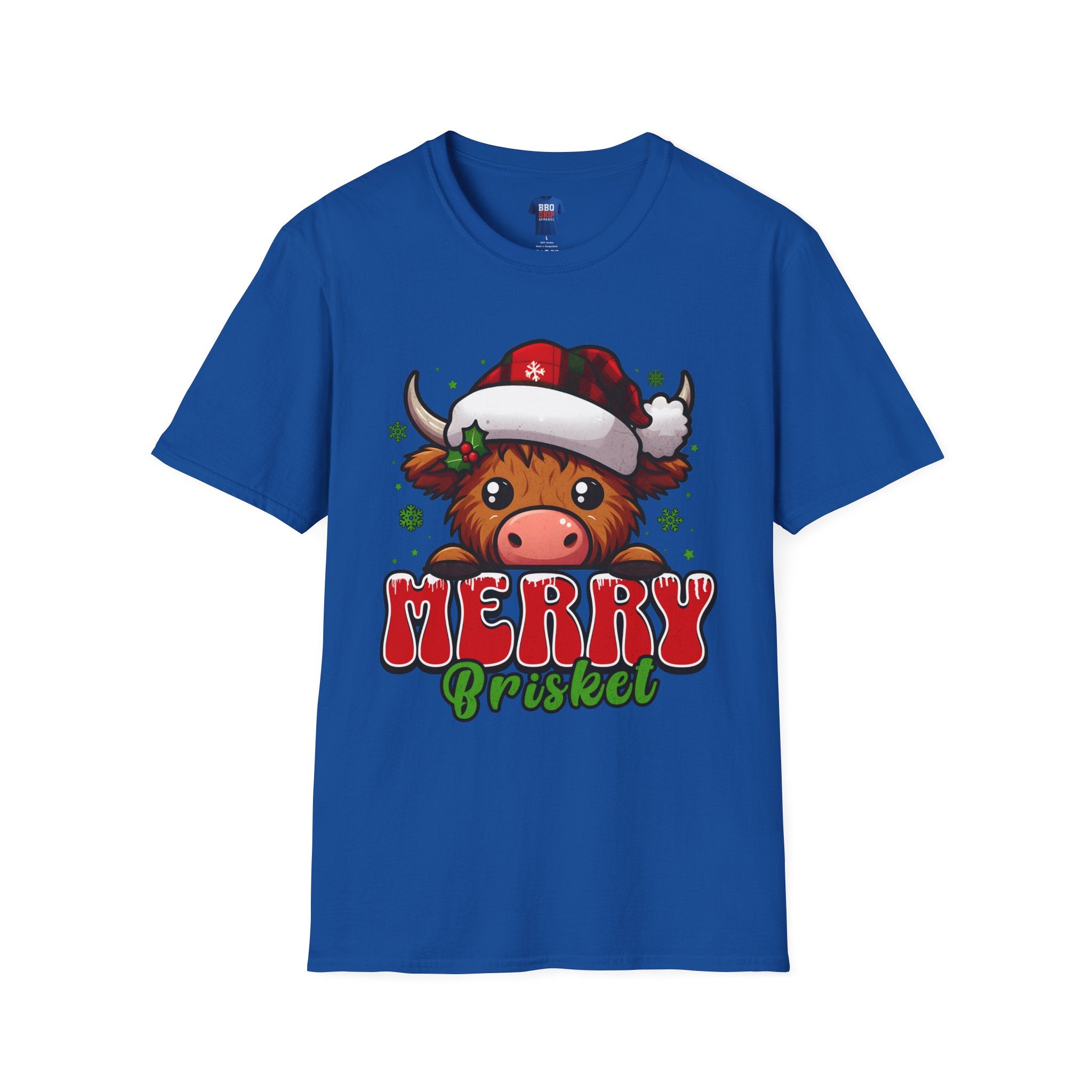 BBQ Humor T-Shirt: Merry Brisket, Bbq Tee, Pitmaster, BBQ Dad, Bbq Mom, Bbq Cook, Griller T-shirt, Unisex Softstyle T-Shirt
