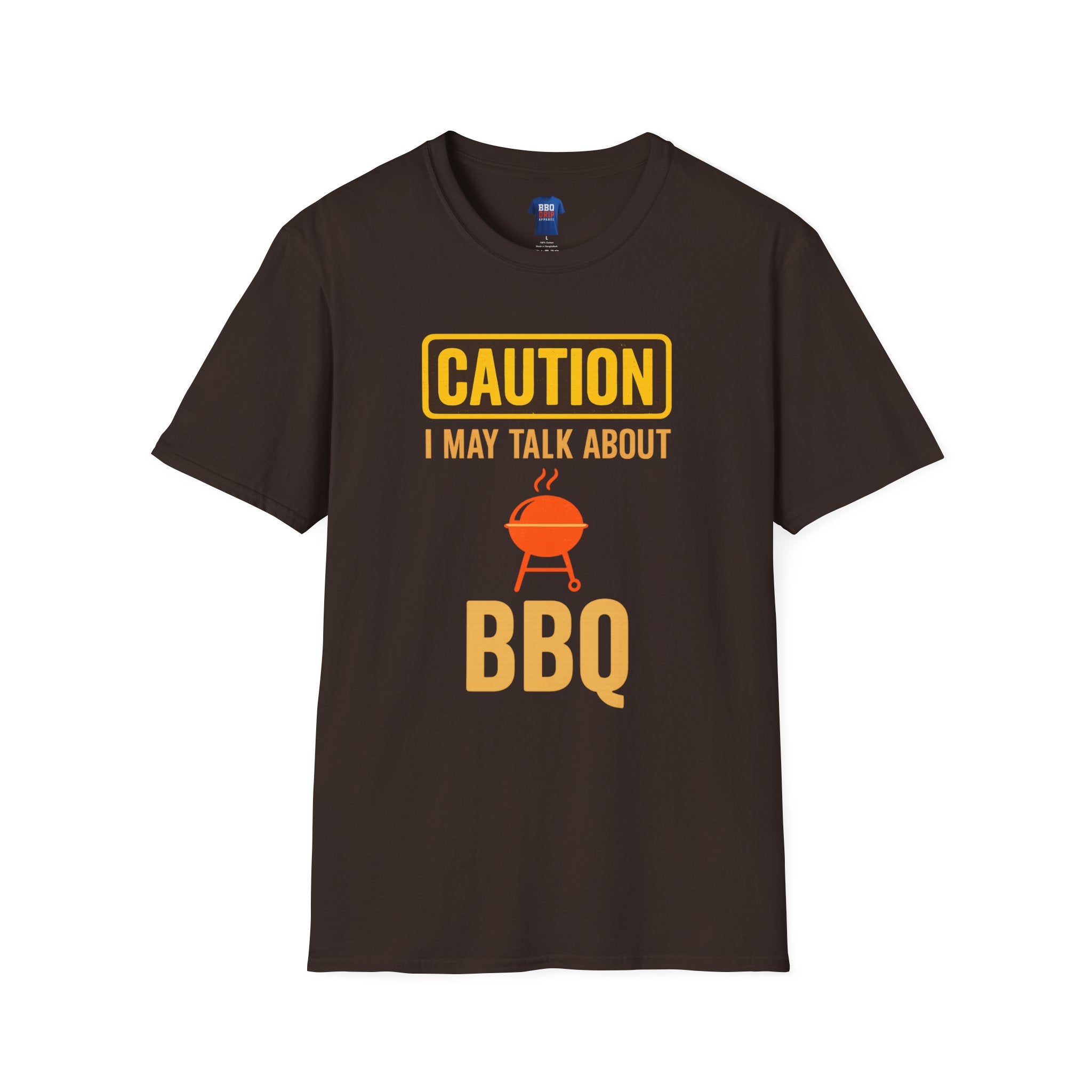 Caution I May Talk About BBQ, BBQ humor, Bbq Tee, Bbq T Shirt, Pitmaster, BBQ Dad, Bbq Mom, Bbq Cook, Unisex Softstyle T-Shirt