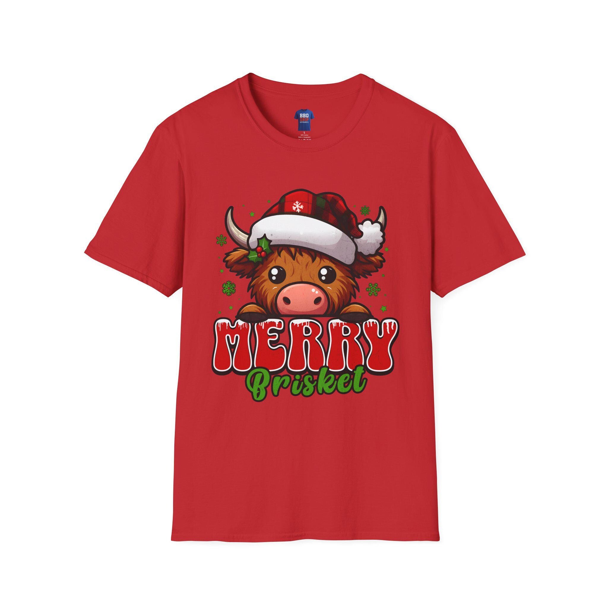 Merry Brisket BBQ T-Shirt: Pitmaster Humor, Unisex Softstyle