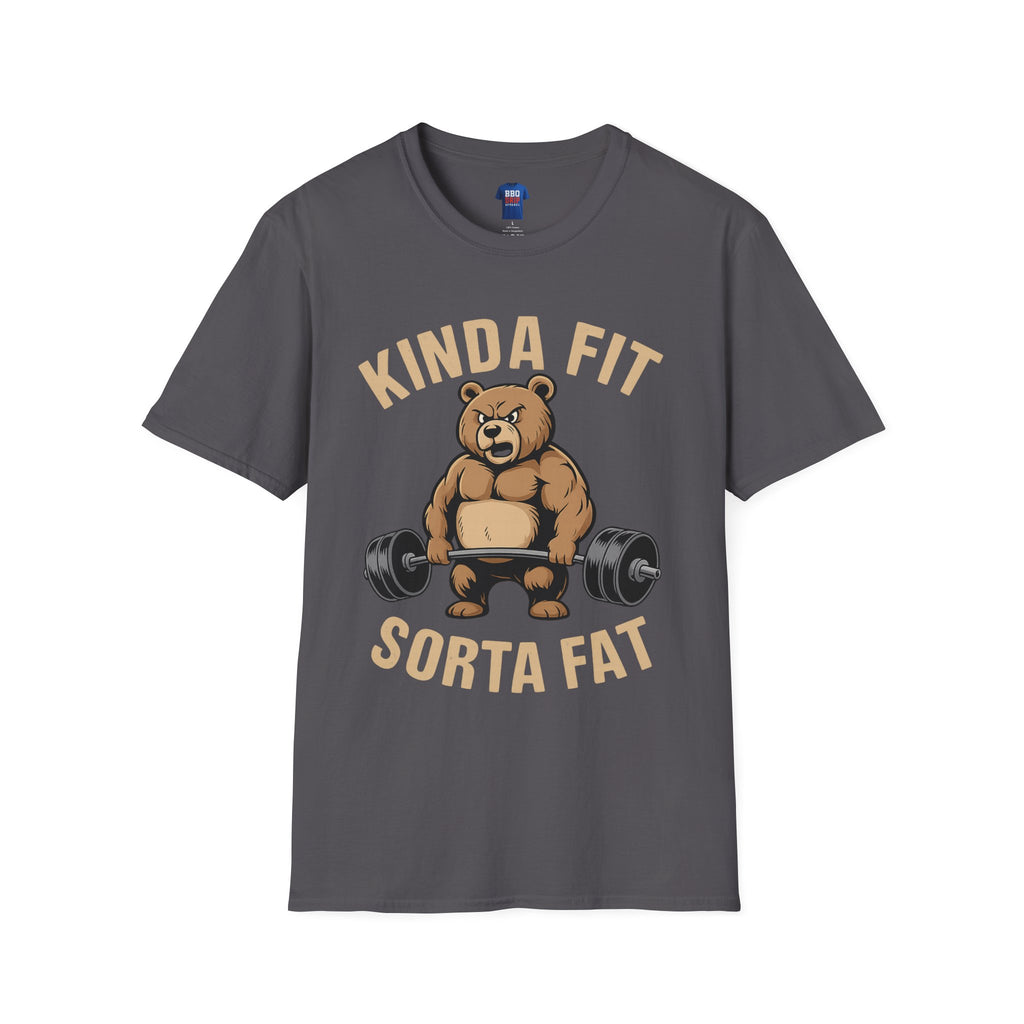 Kinda Fit Sorta Fat, Funny Gym Shirt, Fitness Humor Tee, Workout Motivation Shirt, Unisex Softstyle T-Shirt