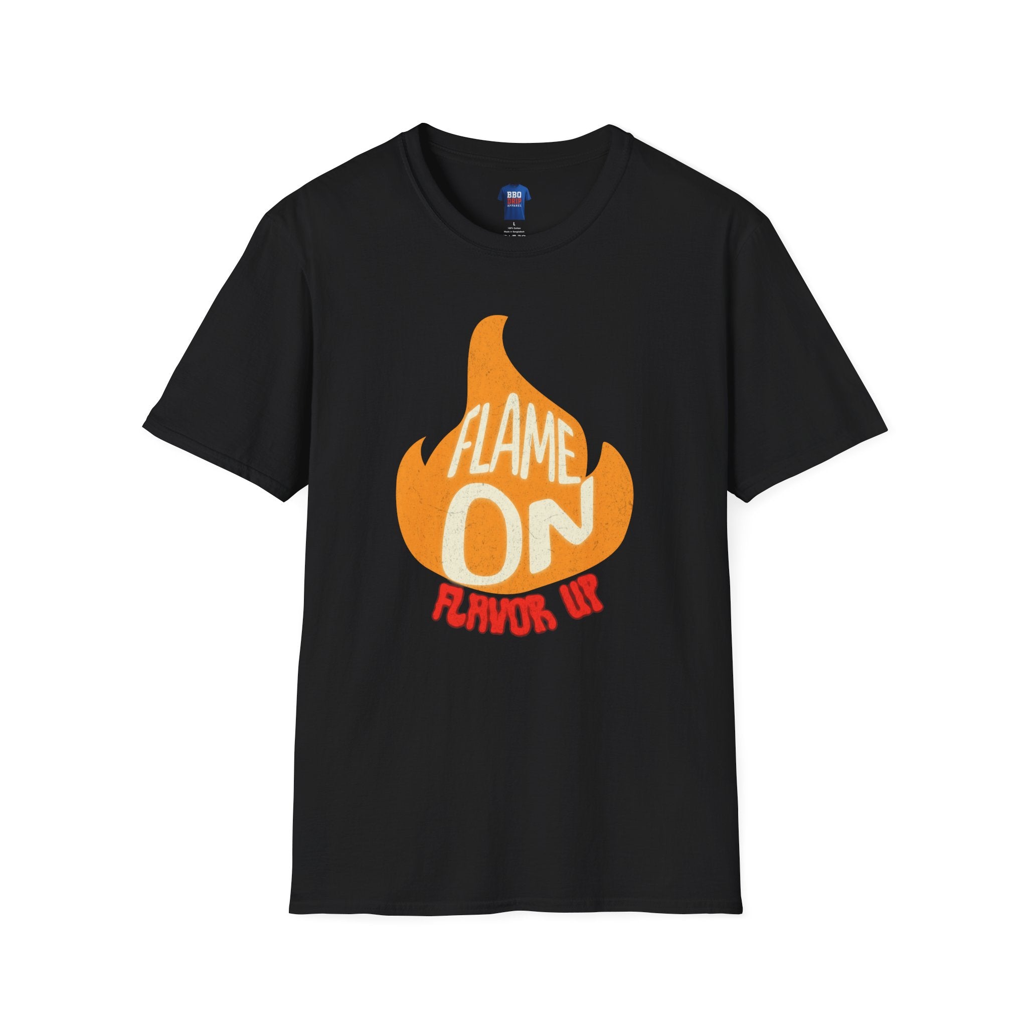 BBQ Griller T-Shirt- Flame On Flavor Up, Unisex Softstyle T-Shirt