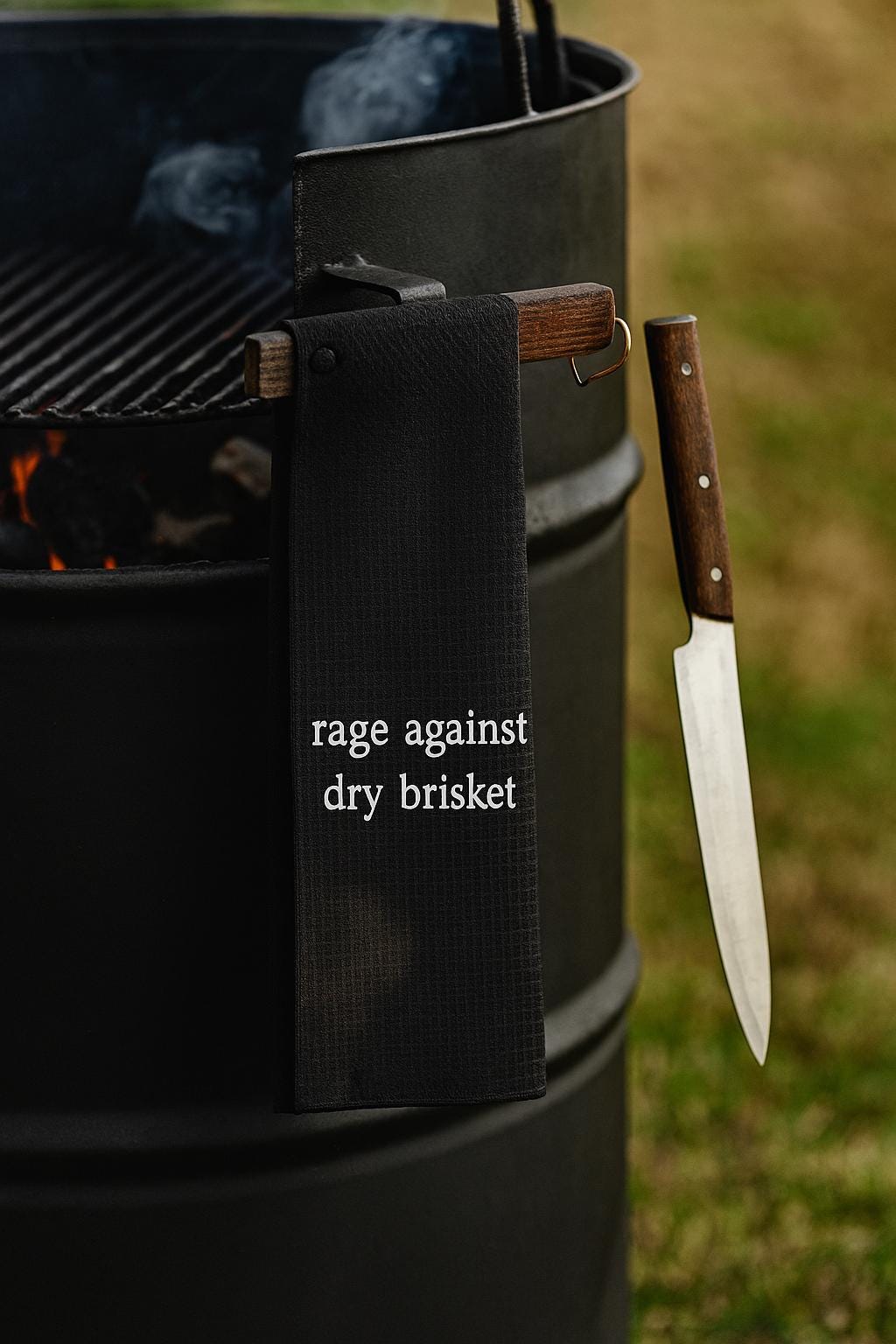 BBQ Towel: Rage Against Dry Brisket, Grilling/Golf Towel