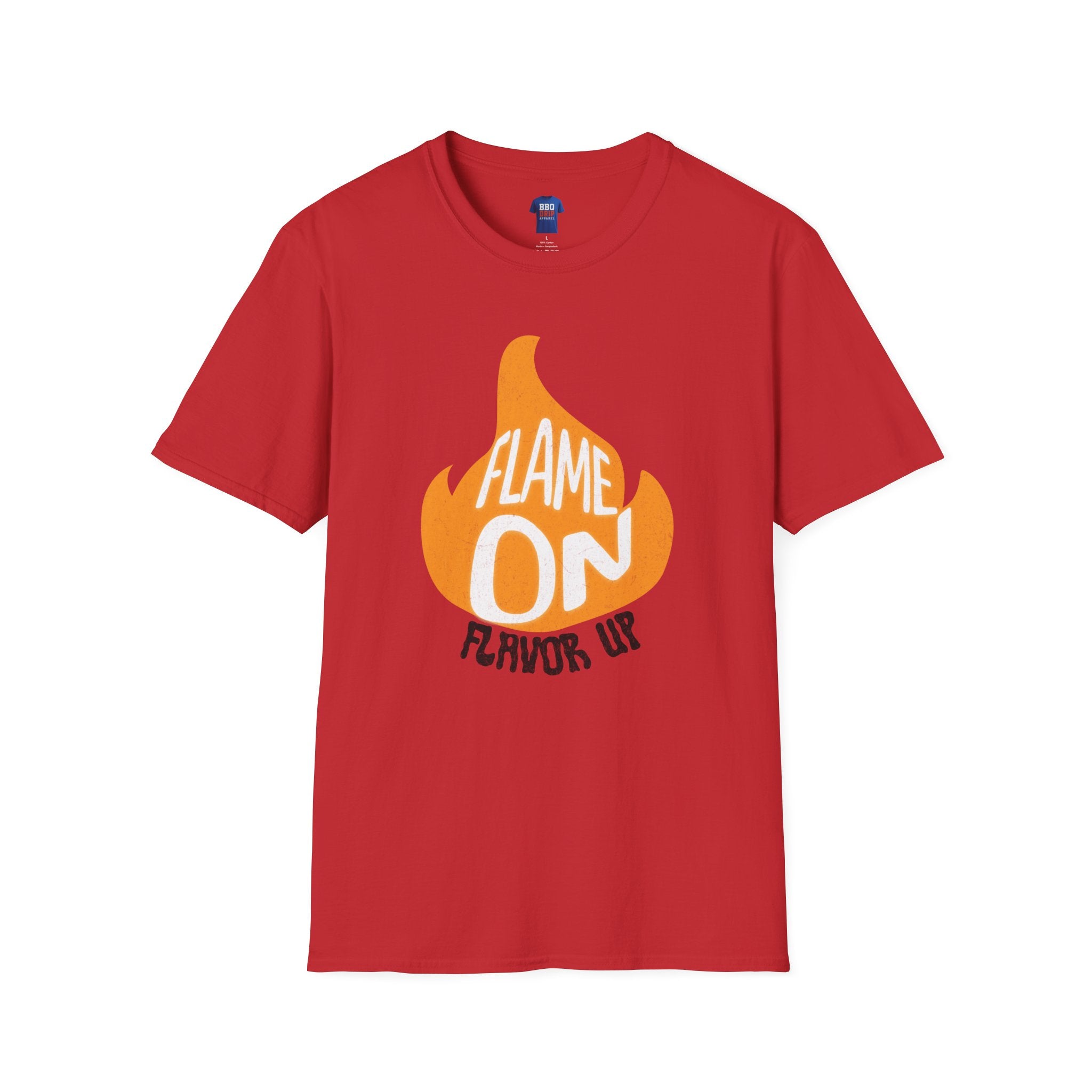 BBQ Griller T-Shirt- Flame On Flavor Up, Unisex Softstyle T-Shirt