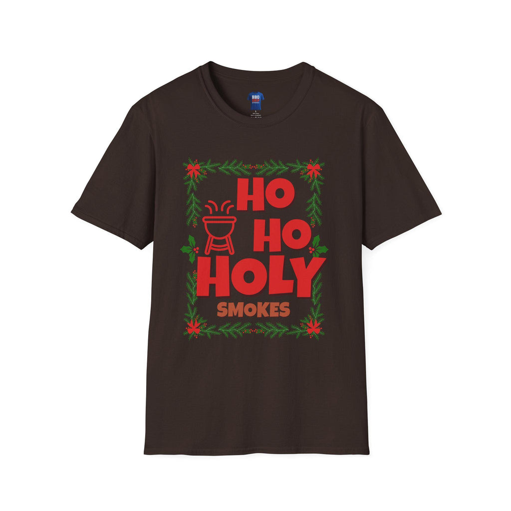 BBQ Christmas Humor T-Shirt: Ho Ho Holy Smokes, Pitmaster Gift