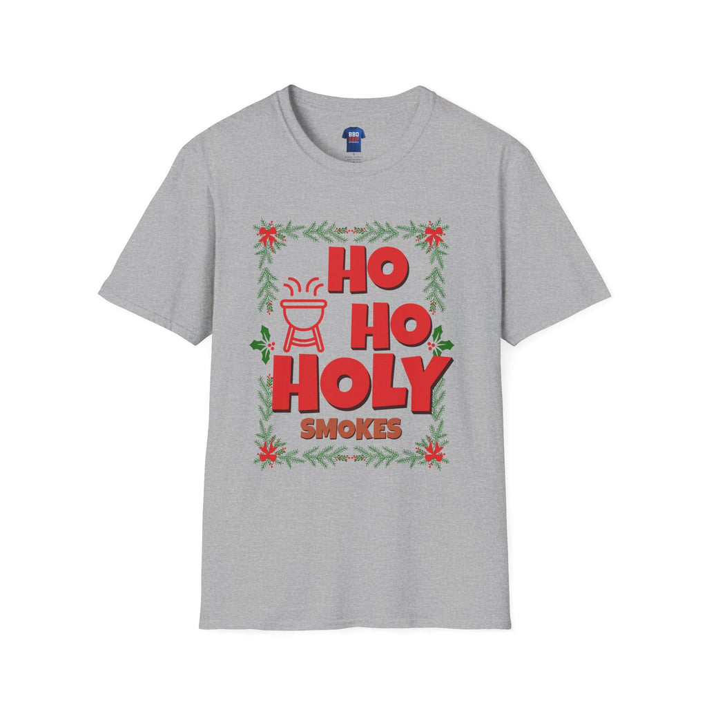 BBQ Christmas Humor T-Shirt: Ho Ho Holy Smokes, Pitmaster Gift