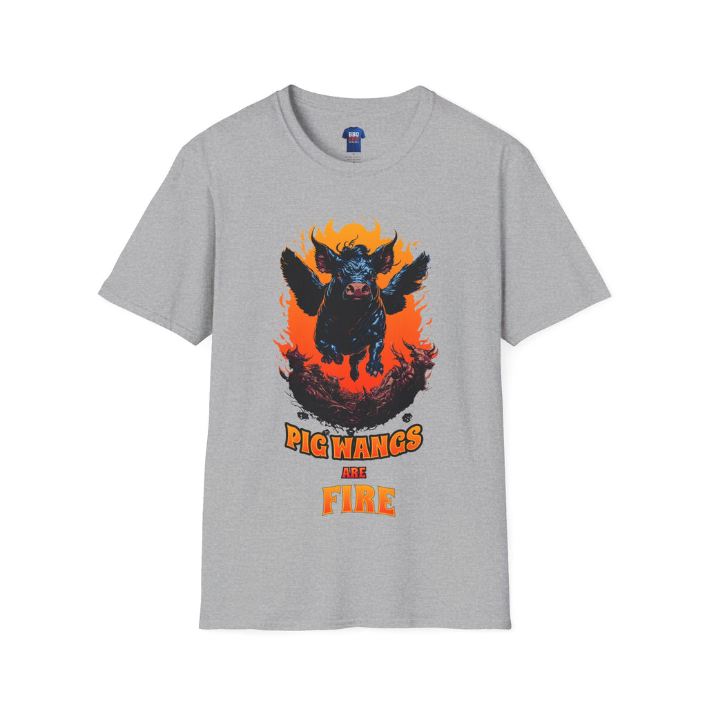 Pig Wangs Are Fire, BBQ humor, Bbq Tee, Bbq T Shirt, Pitmaster, BBQ Dad, Bbq Mom, Bbq Cook, Griller T-shirt, Unisex Softstyle T-Shirt
