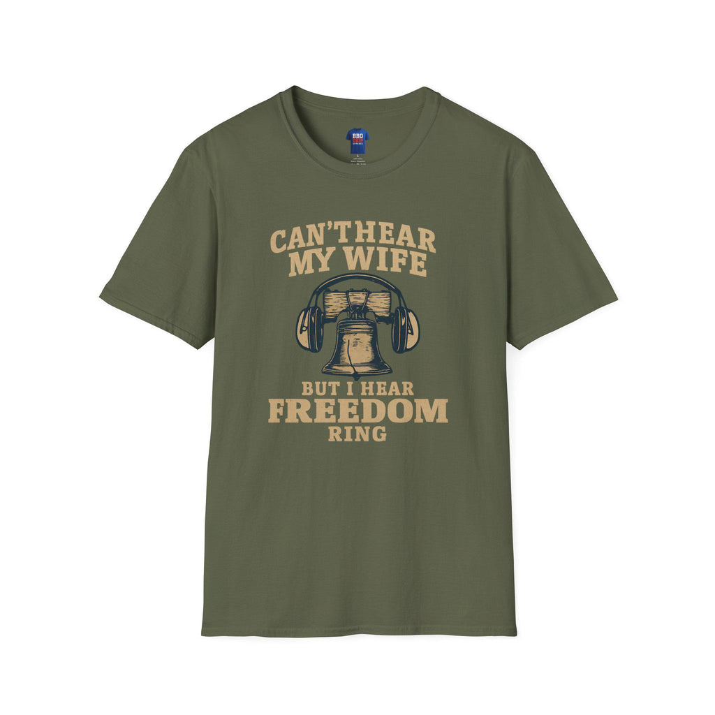 Proud Veteran T-Shirt - Can't Hear My Wife, Softstyle Cotton Blend War Hero Tee