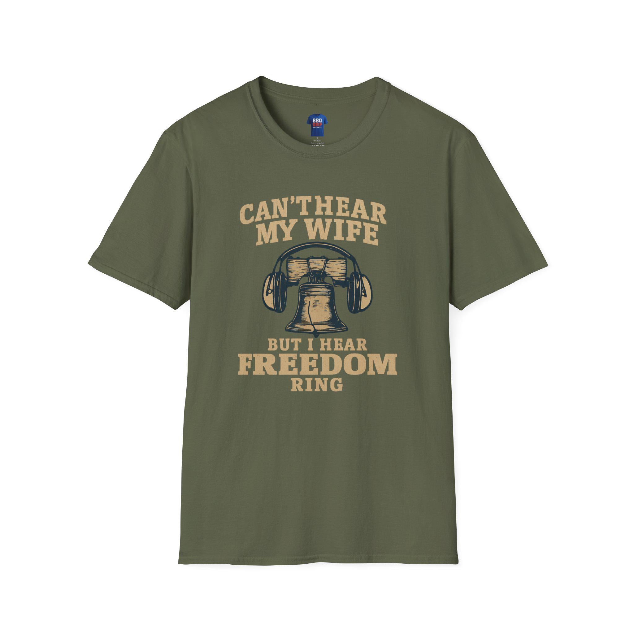 Proud Veteran T-Shirt - Can't Hear My Wife, Softstyle Cotton Blend War Hero Tee