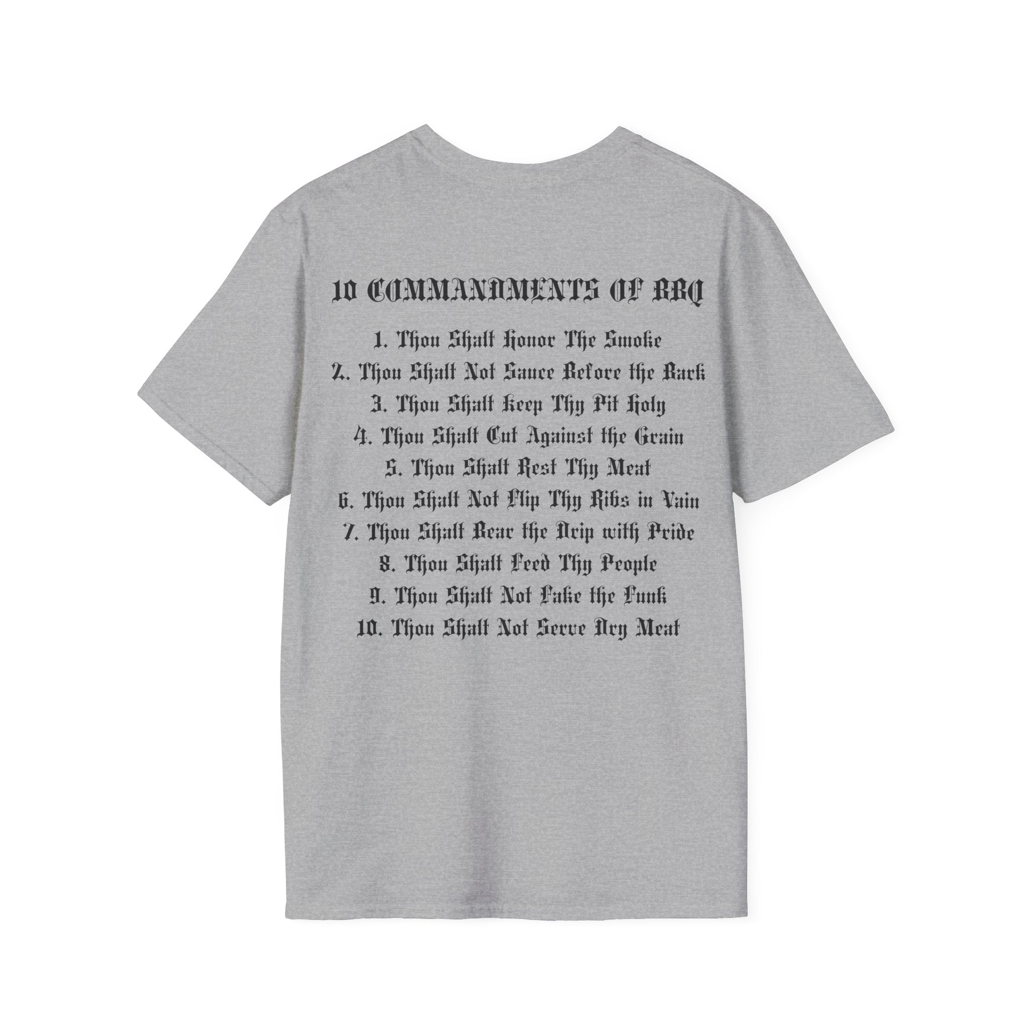 10 Commandments Of BBQ; BBQ Humore T-Shirt, Unisex Softstyle T-Shirt