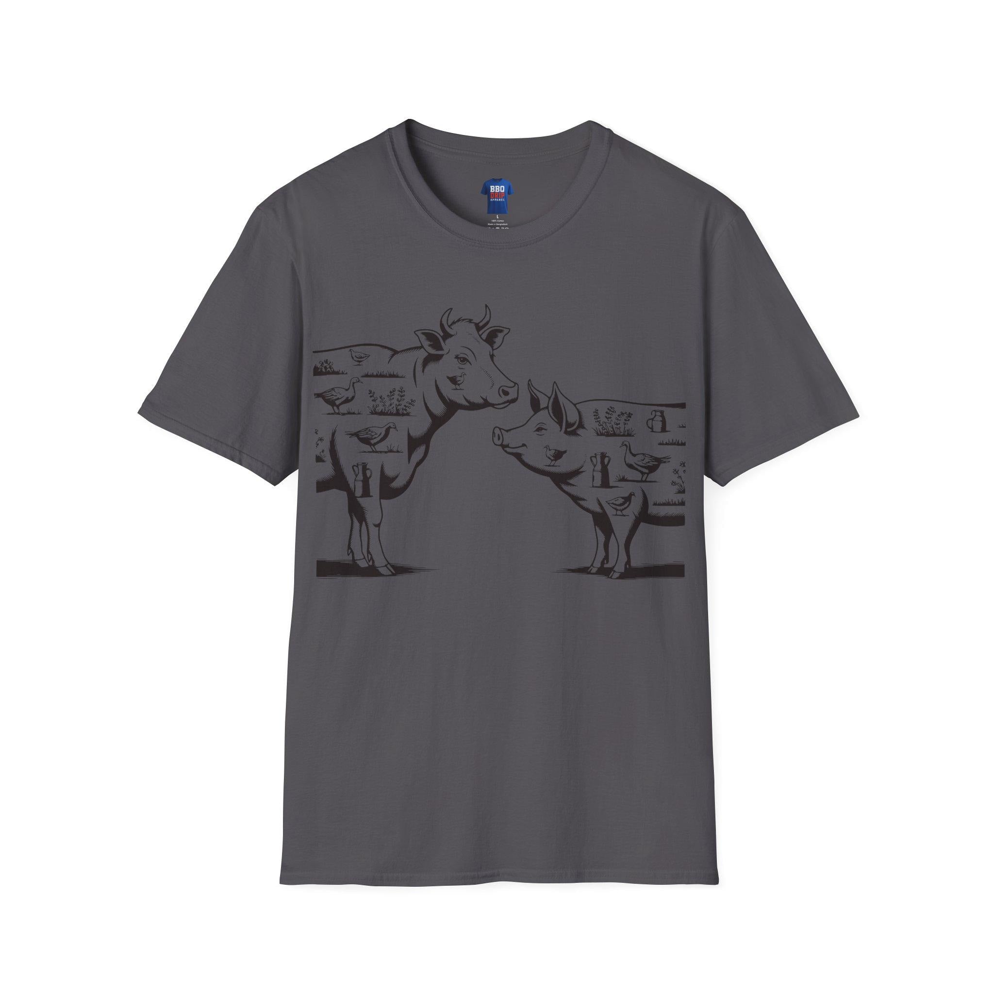 BBQ Cow & Pig Graphic T-Shirt: Pitmaster Humor