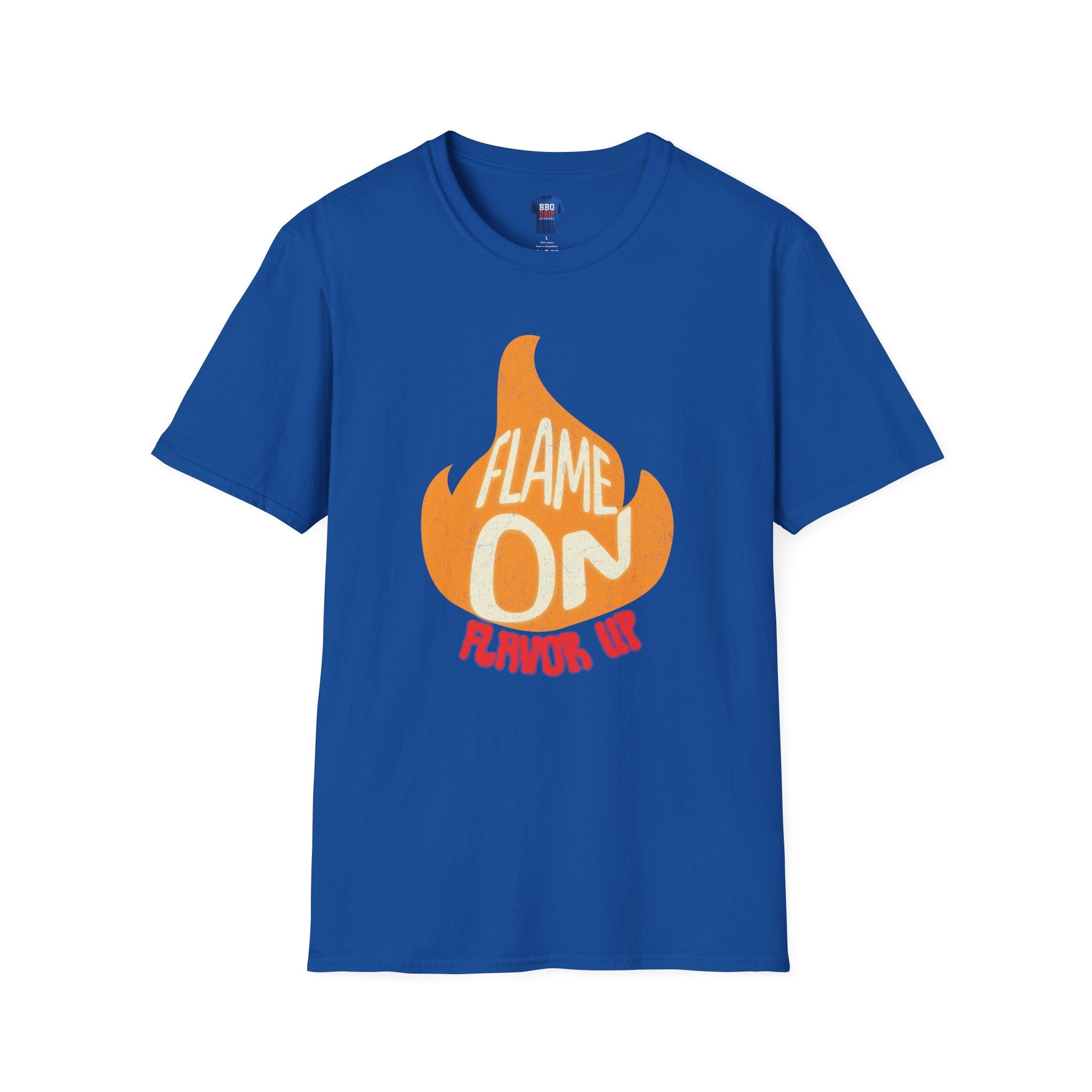 BBQ Griller T-Shirt- Flame On Flavor Up, Unisex Softstyle T-Shirt