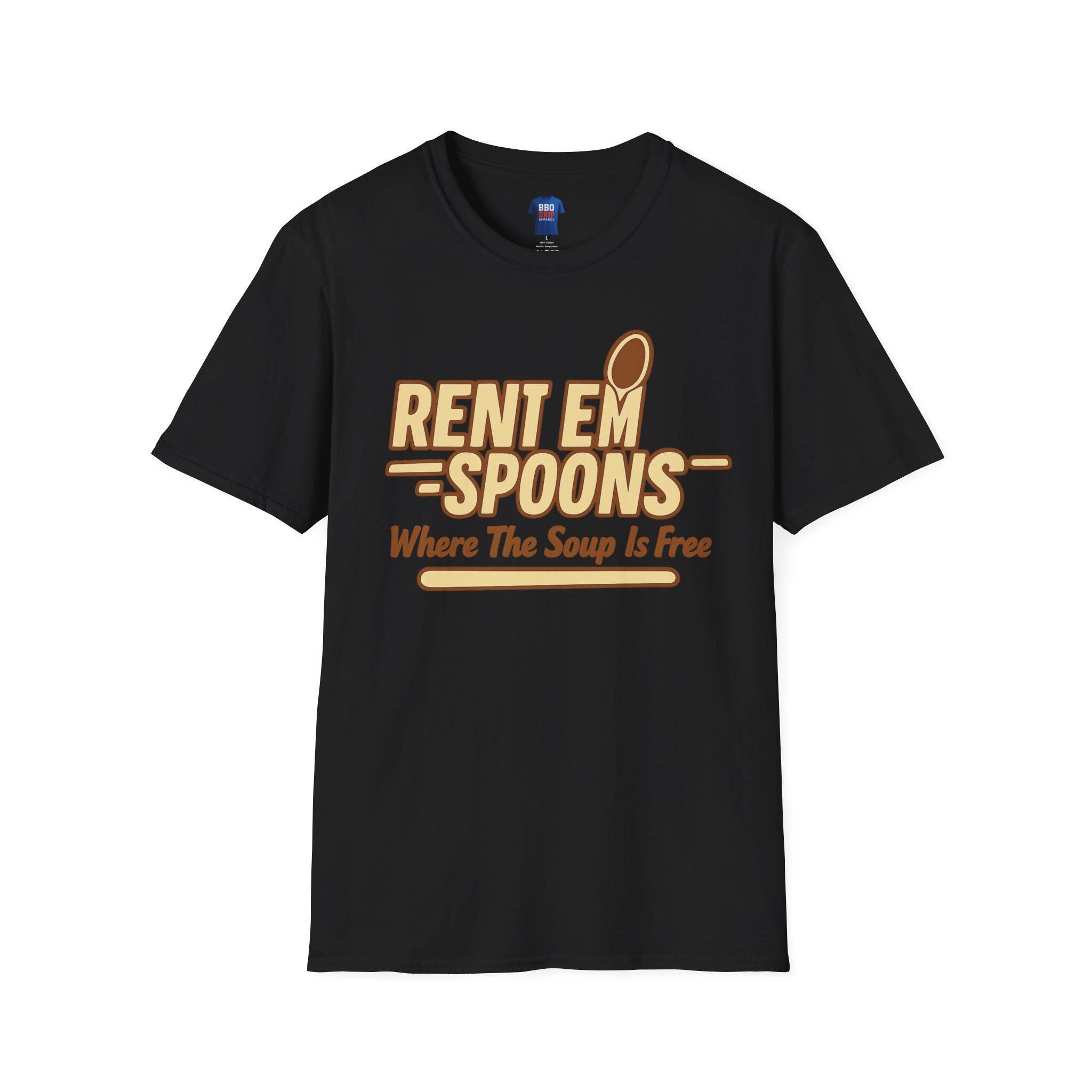 Rent Em Spoons T-Shirt: Sitcom Humor, Softstyle Unisex Tee