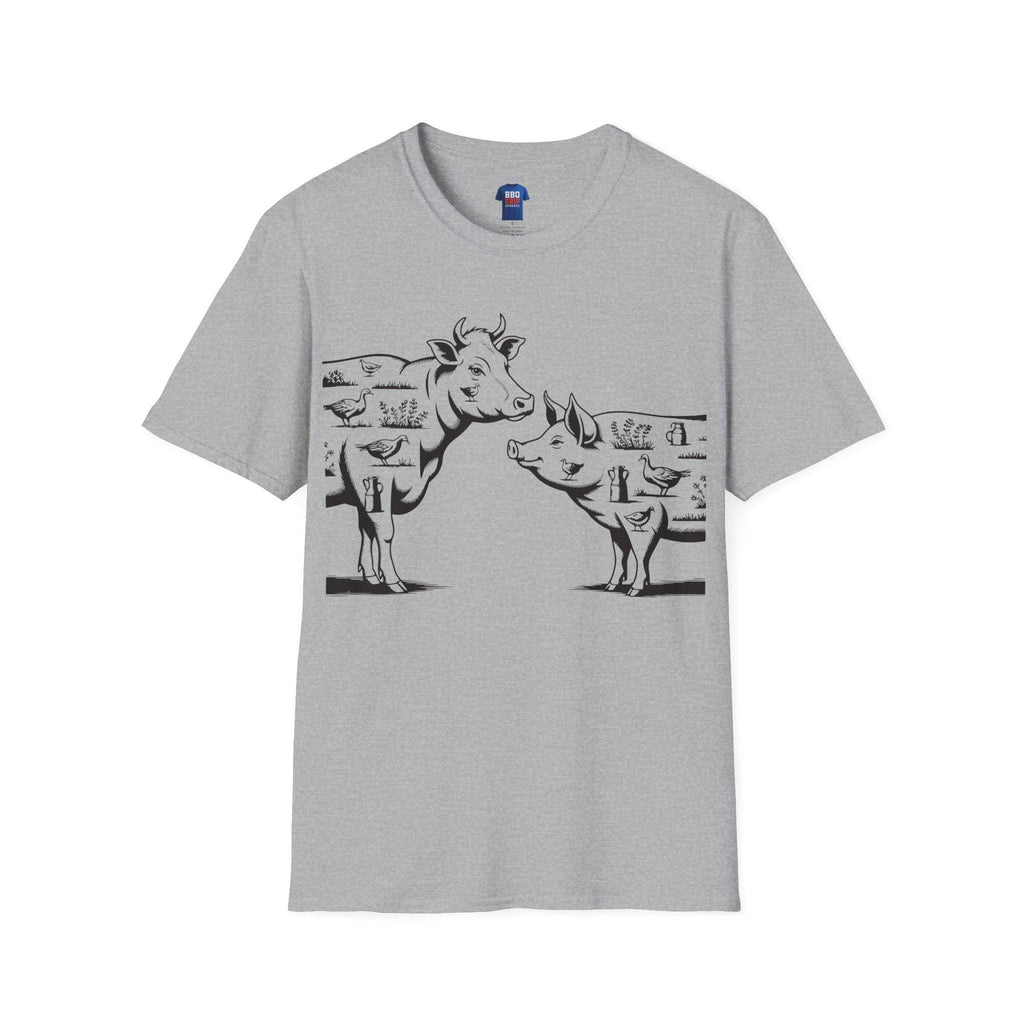 BBQ Cow & Pig Graphic T-Shirt: Pitmaster Humor
