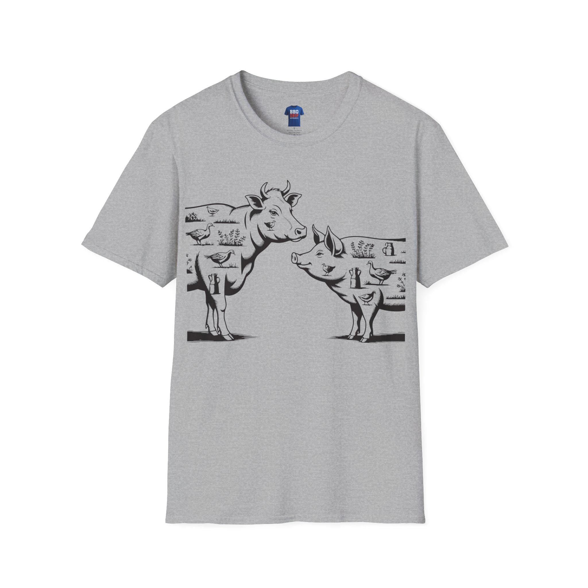 BBQ Cow & Pig Graphic T-Shirt: Pitmaster Humor