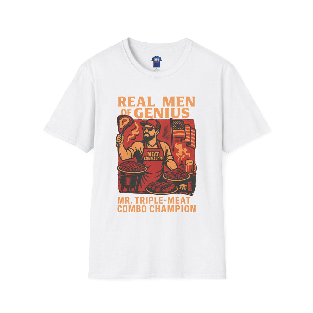 BBQ Humor T-Shirt: Mr. Triple Meat Combo Champ, Pitmaster Dad Gift