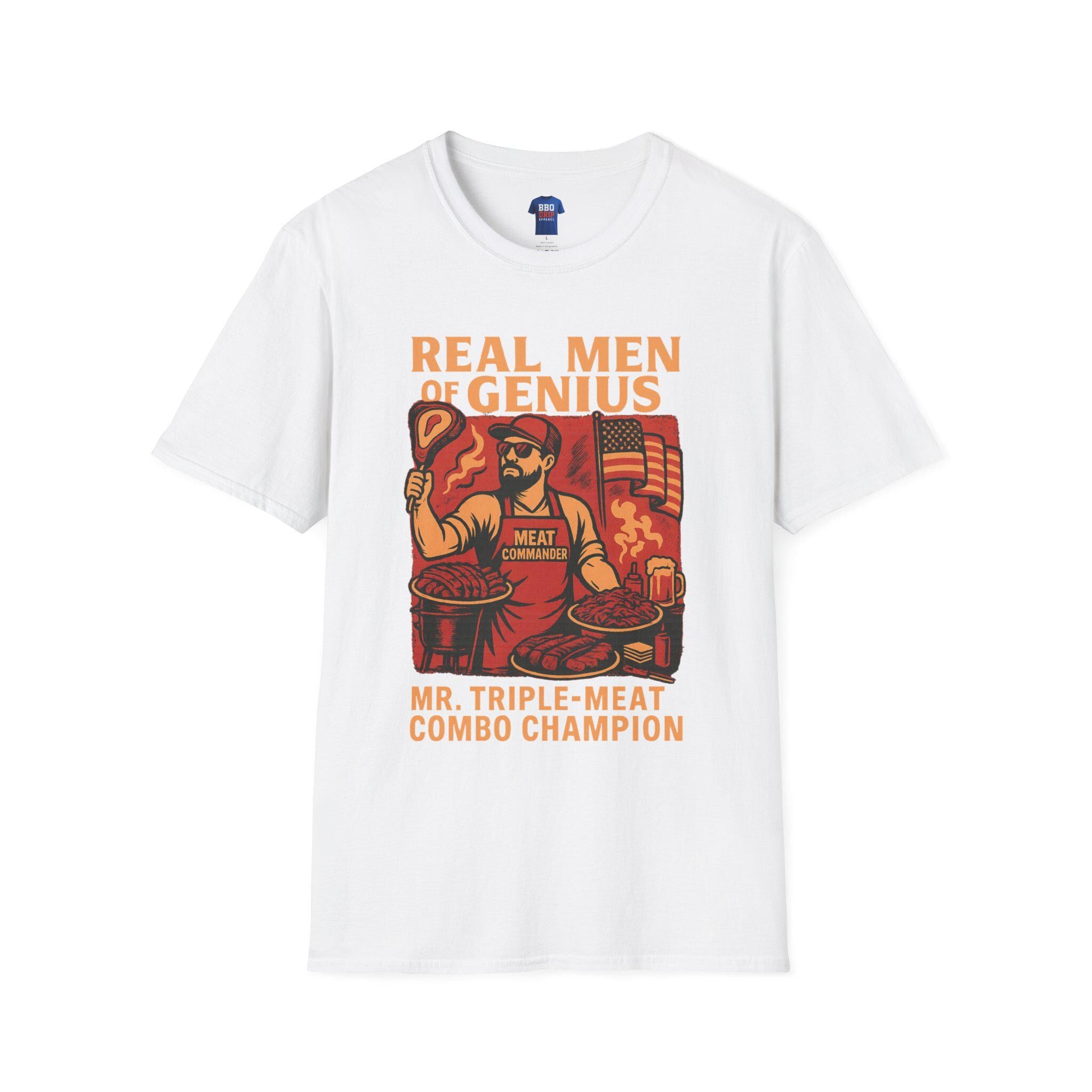 BBQ Humor T-Shirt: Mr. Triple Meat Combo Champ, Pitmaster Dad Gift