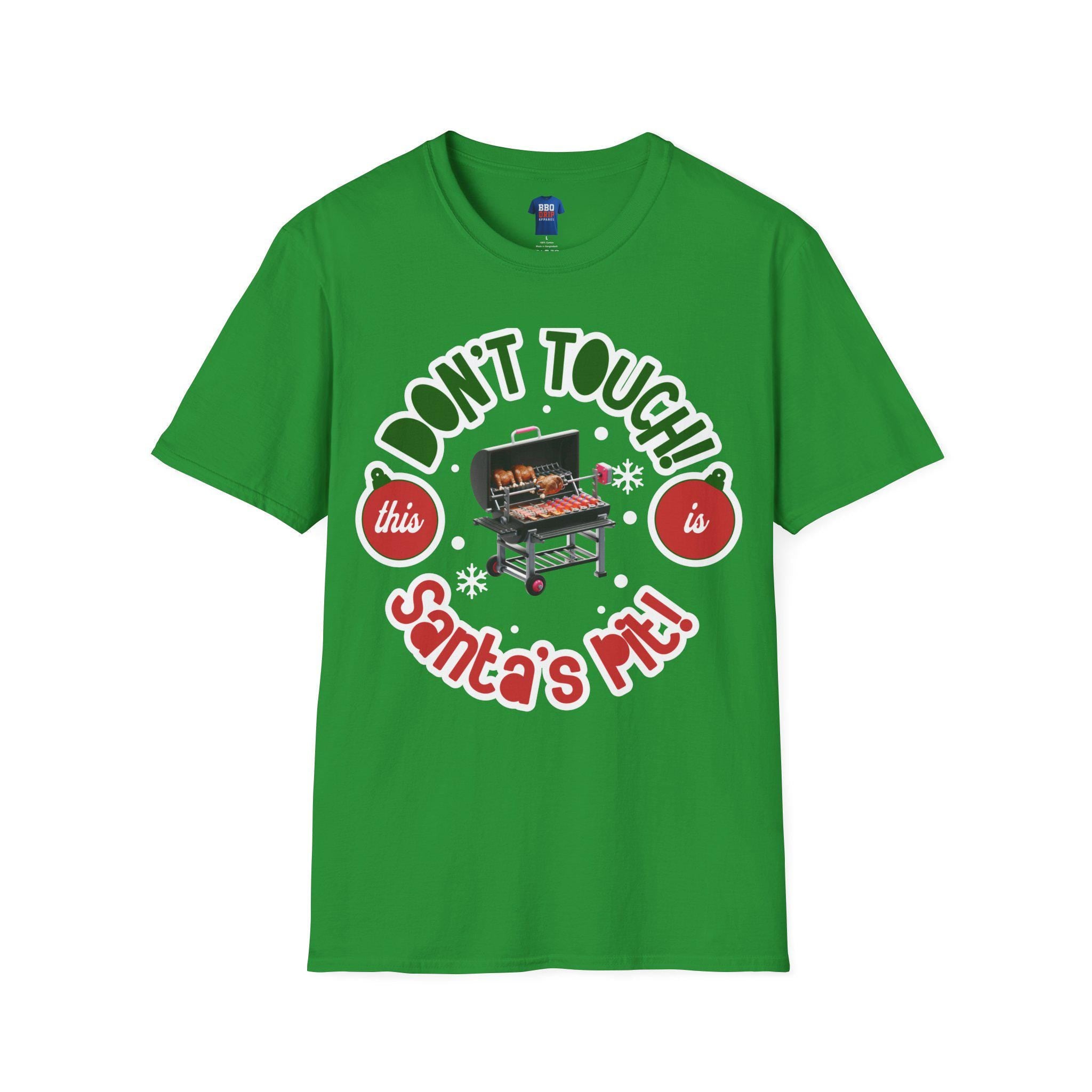 Don't Touch Santa's Pit BBQ Christmas T-Shirt: Softstyle Unisex Tee