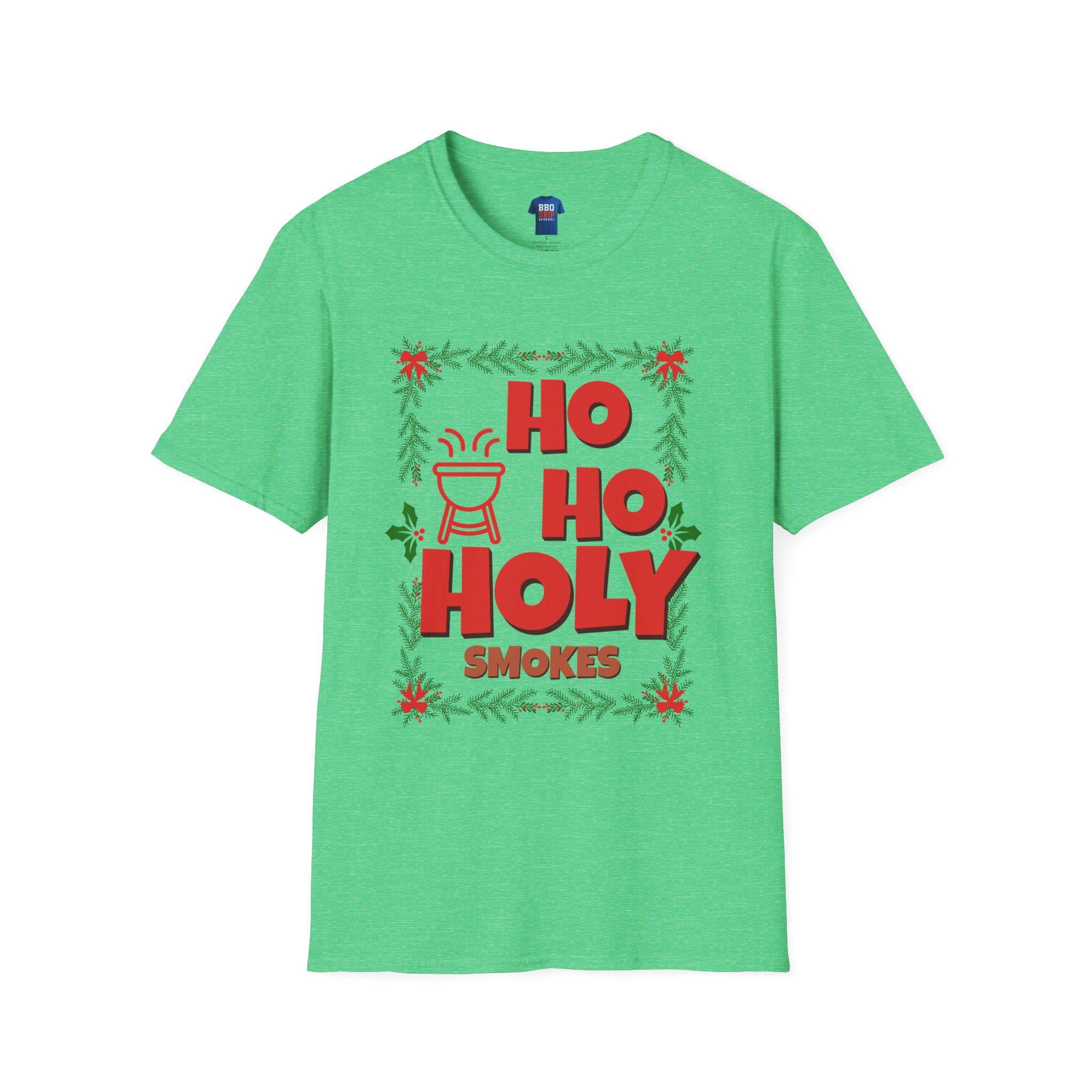 BBQ Christmas Humor T-Shirt: Ho Ho Holy Smokes, Pitmaster Gift