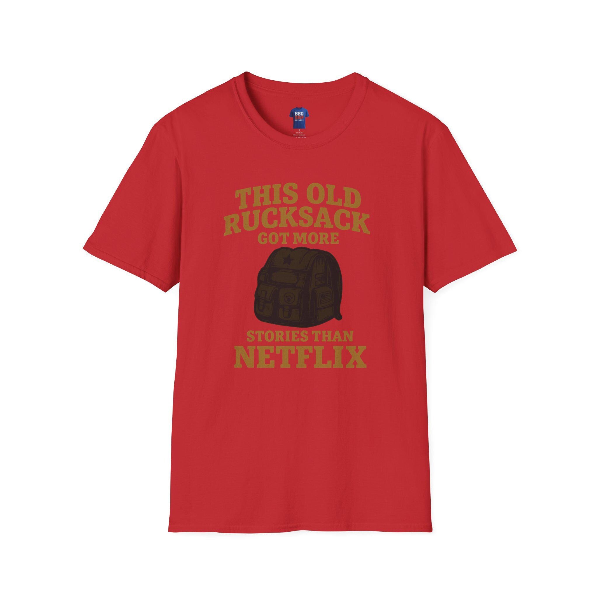 Proud Veteran T-Shirt: This Old Rucksack Got More Stories Than Netflix, Unisex Softstyle T-Shirt