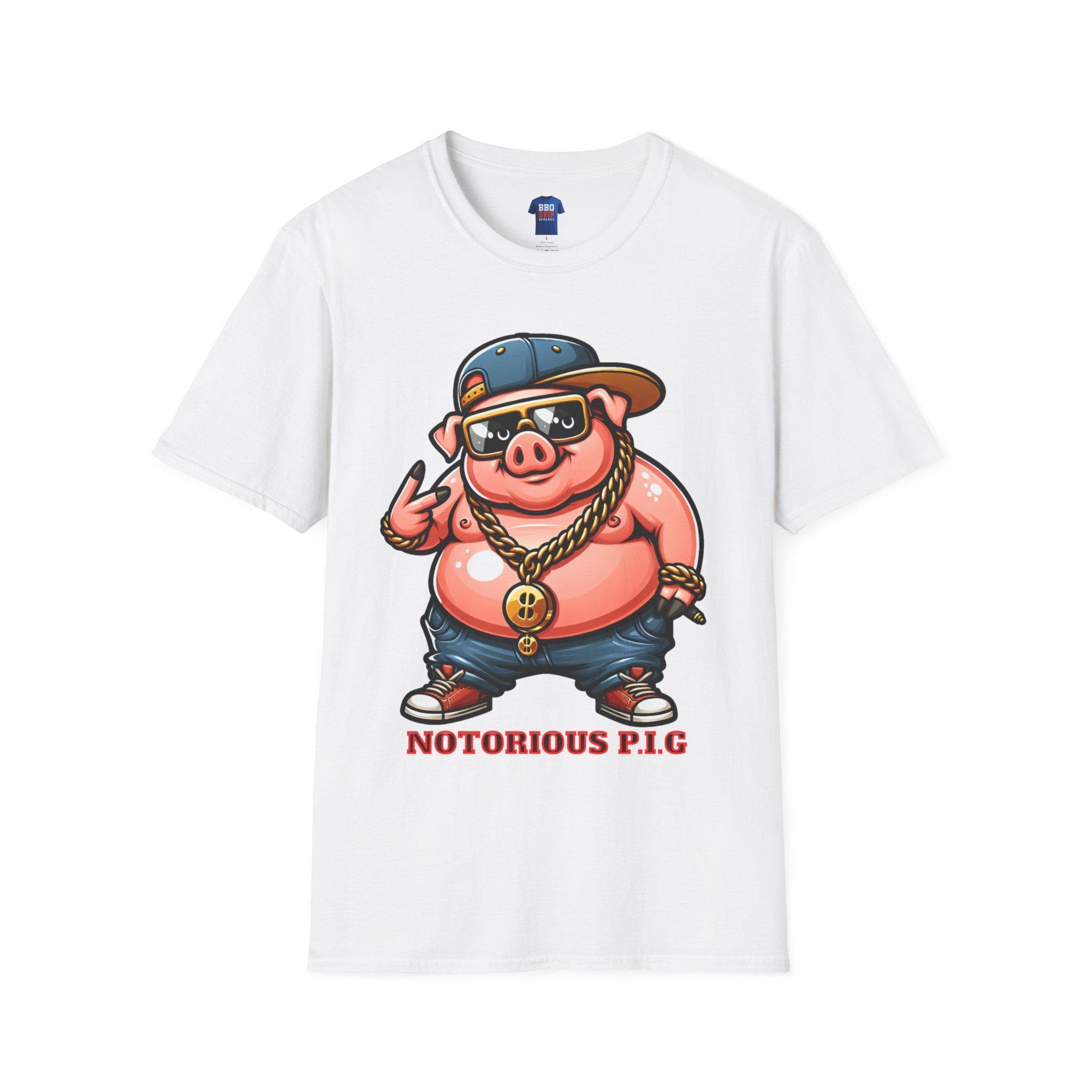 BBQ Humor T-Shirt: Notorious PIG, Pitmaster Softstyle Tee