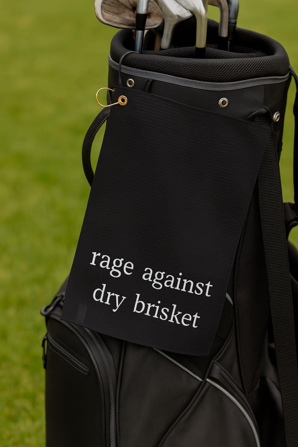 BBQ Towel: Rage Against Dry Brisket, Grilling/Golf Towel